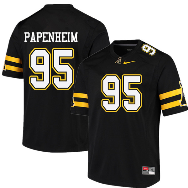 Men #95 Devin Papenheim Appalachian State Mountaineers College Football Jerseys Sale-Black